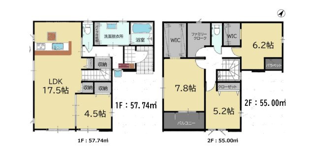 糟屋郡粕屋町柚須第4-1棟（1号棟）の間取り