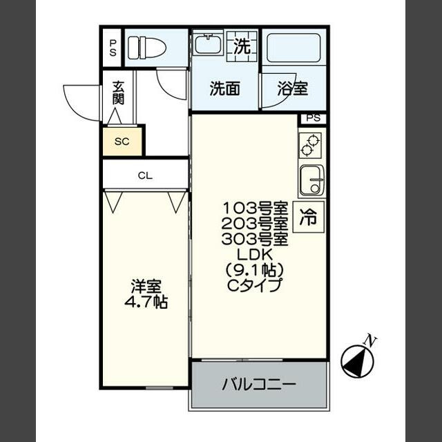 久留米市西町のアパートの間取り