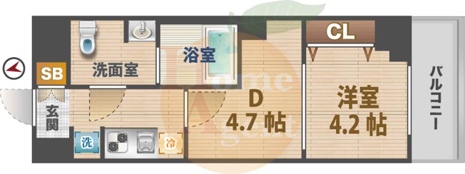 【間取り】 | ガリシア中野新井薬師 | 1DKのお部屋です。