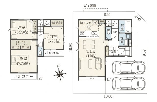 所沢市下安松6期　新築戸建の間取り