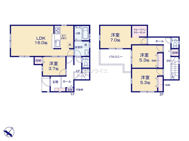 狭山市北入曽第４全3棟　新築戸建　リーブルガーデンの間取り