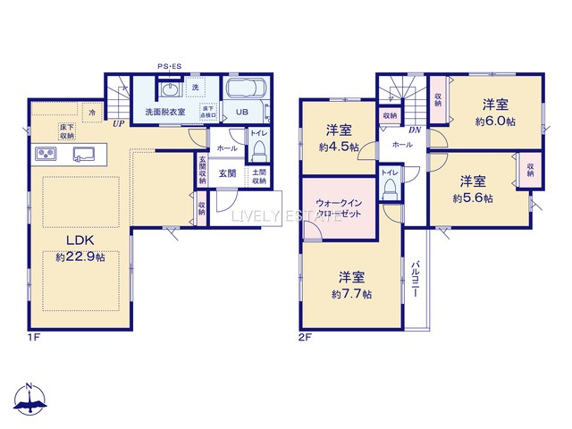 草加市稲荷4丁目 新築分譲住宅 の間取り