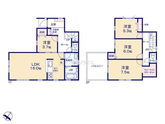 狭山市北入曽第４全3棟　新築戸建　リーブルガーデンの間取り