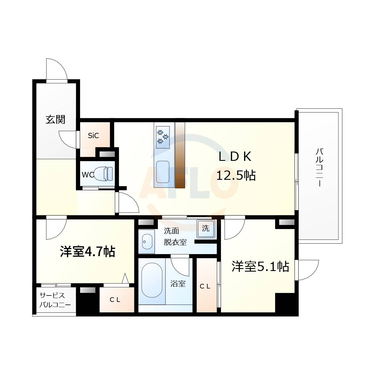バリオ西本町　明治小学校区の間取り|バリオ西本町　間取り