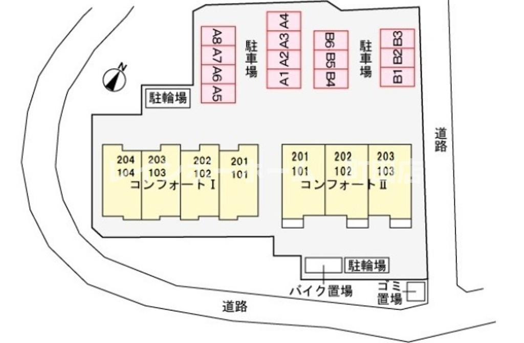コンフォート1※初期費用分割あと払いサービス利用可能物件の区画図