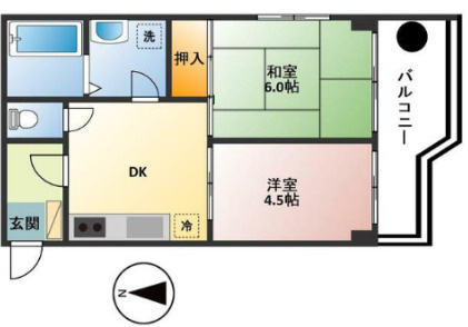 調布市多摩川５丁目の賃貸マンションの間取り