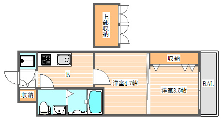 No.54 Wes-PROJECT博多駅南(No.54 ダブリューズプロジェクト54)の間取り|使いやすい間取りです。