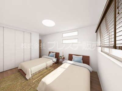 【洋室】 | 奈良市紀寺町の新築一戸建 全２区画 | １号地２階洋室（主寝室）完成イメージ／南向きですので、陽あたり良好です♪