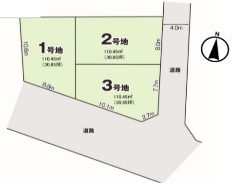 豊中市上野西　第1期　売土地の区画図