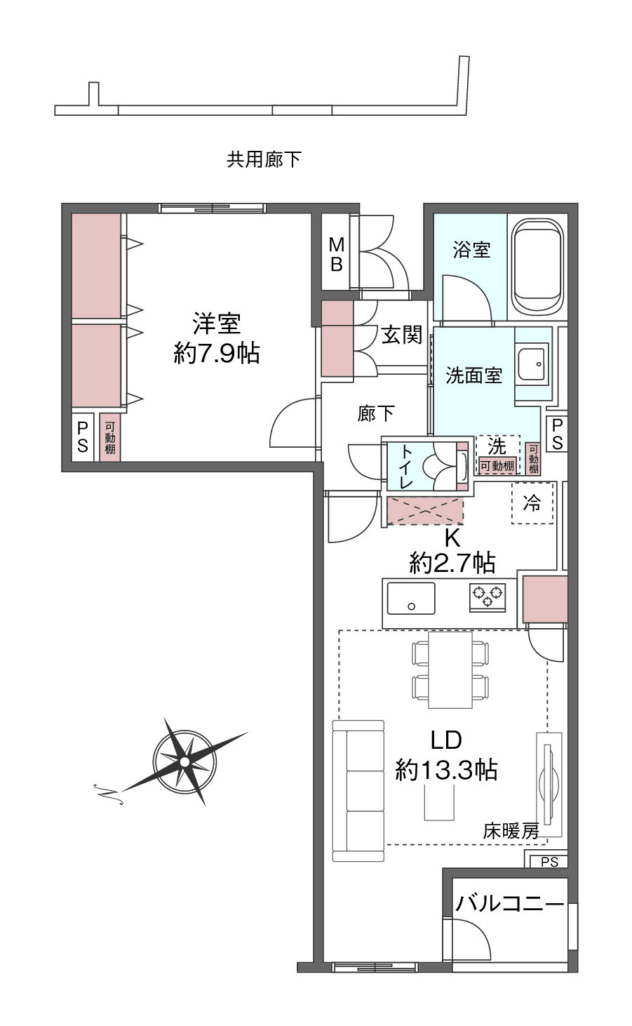 プラウドジェム市ヶ谷の間取り