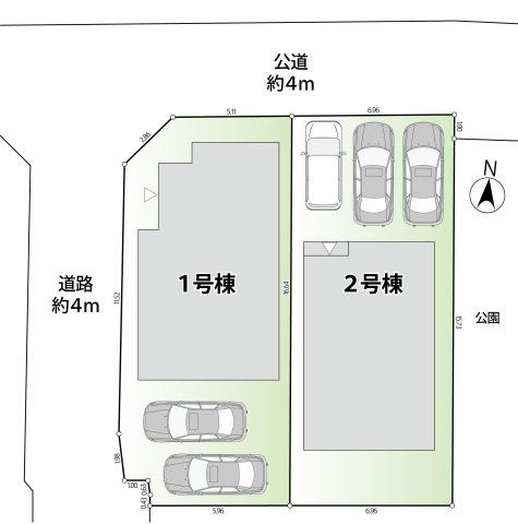 練馬区上石神井1丁目　土地35坪×公園隣接　新築分譲住宅限定2棟　の区画図