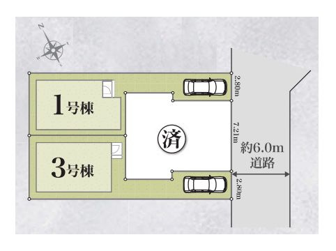 【区画図】 | 東久留米市前沢５丁目　新築戸建て　３号棟 | 滝山団地入口のバス停まで徒歩2分とお出かけに便利です