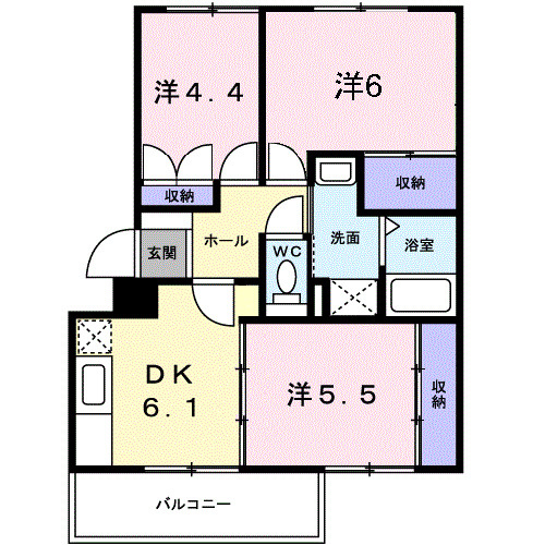 【間取り】 | ニューエルディム花水木Ｂ