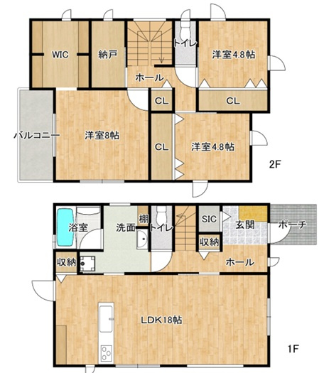 松江海岸まで徒歩1分の立地　松江　新築8区画　6号棟の間取り