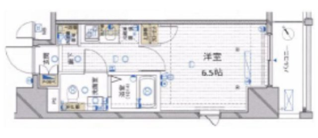 プレールドゥークカマタの間取り|間取り　1K洋室6.5帖バストイレ別独立洗面台！