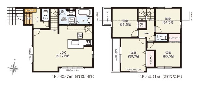 【間取り】 | 東久留米市小山４丁目　新築戸建て | 4LDK・土地面積111.88ｍ2・建物面積88.18ｍ2