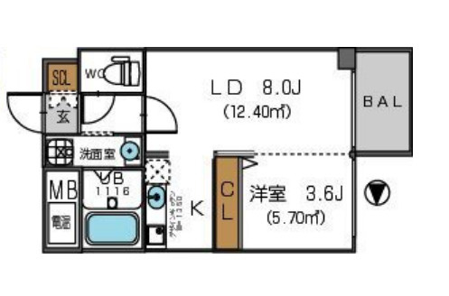 ザ・パーククロス阿波座の間取り