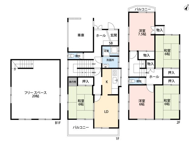 篠原北町２中古戸建の間取り|5DK＋Sの中古戸建です。
