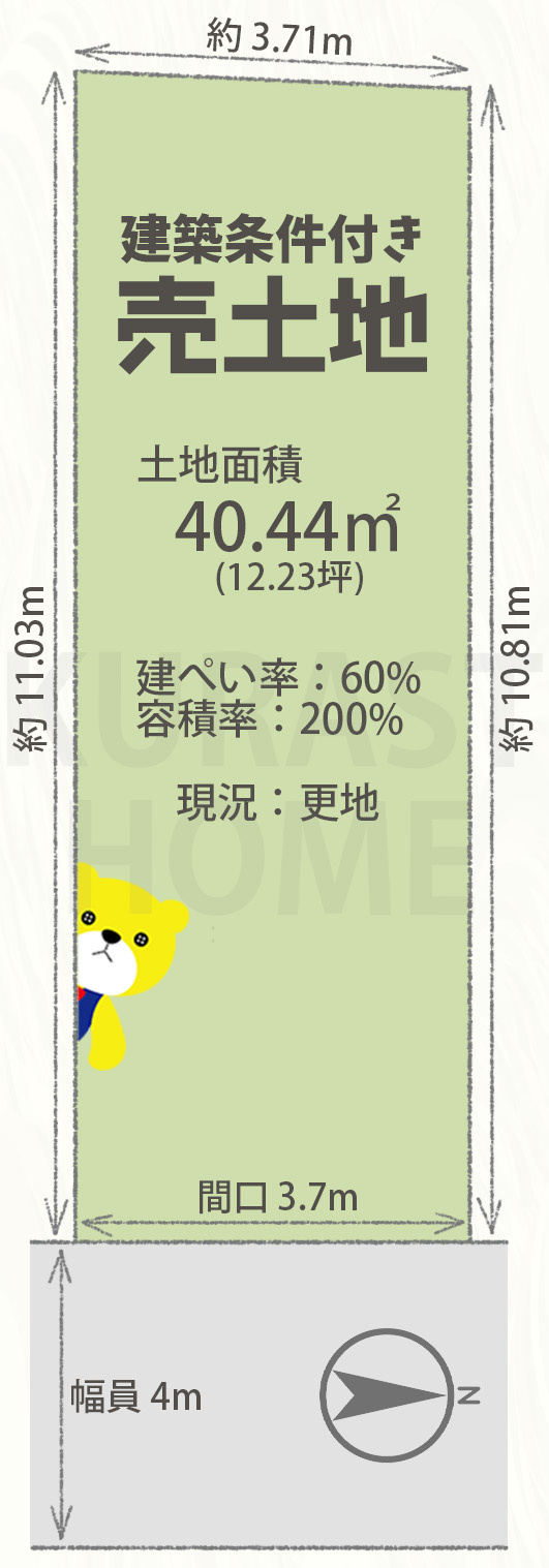 京都市右京区西京極南衣手町　建築条件付き土地