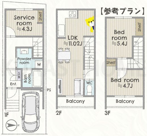 京都市右京区西京極南衣手町　建築条件付き土地の参考プラン