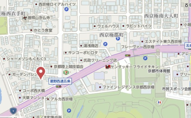 京都市右京区西京極南衣手町　建築条件付き土地の地図