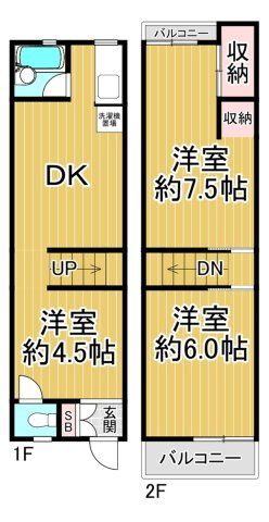 徳井町3丁目の間取り|2面バルコニー　通風良好