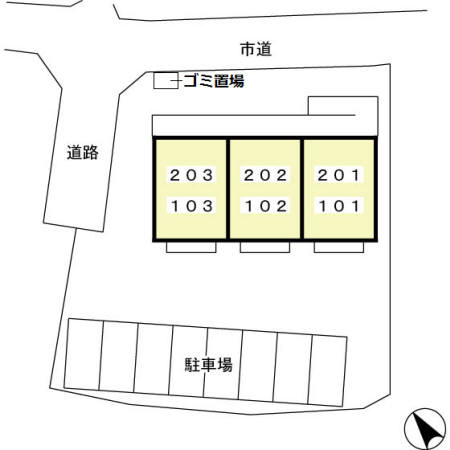 屋敷添ハイツの区画図
