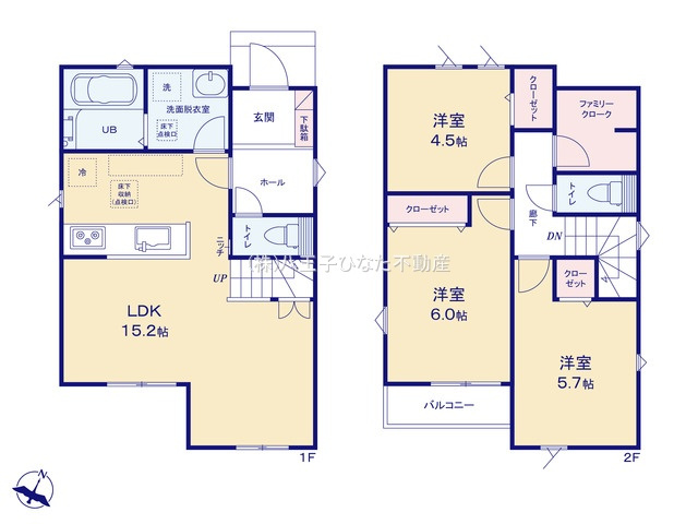 『八王子市新築戸建て』八王子市西寺方町400-37【仲介手数料無料】　１期の間取り|～仲介手数料無料☆八王子ひなた不動産～八王子市西寺方町　新築戸建て