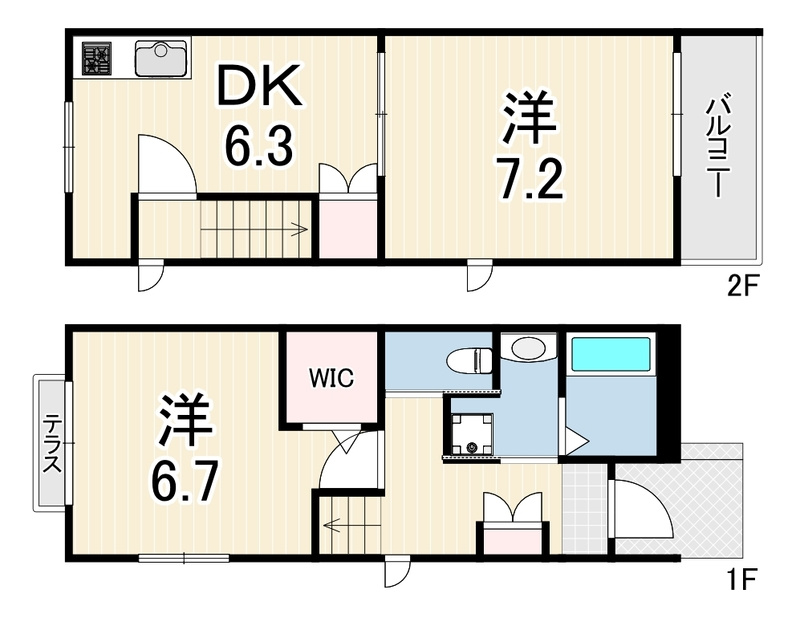 芦屋市宮塚町の賃貸マンションの間取り
