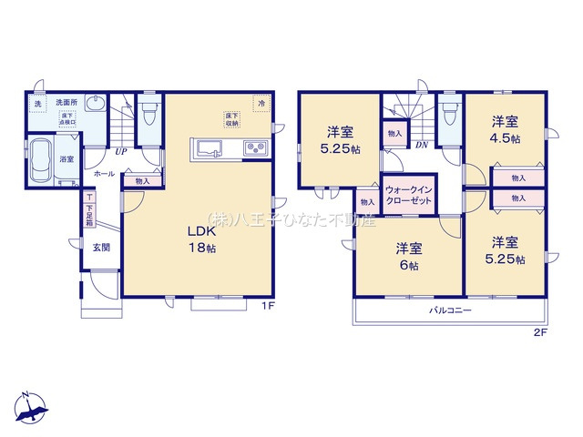 『八王子市新築戸建て』八王子市弐分方町724-5【仲介手数料無料】　１０期の間取り|～仲介手数料無料☆八王子ひなた不動産～八王子市弐分方町　新築戸建て