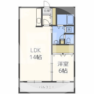 【間取り】 | アパートメントK‘Ｓ福島　大淀小学校区 | アパートメントK‘Ｓ福島　開放感ある間取り