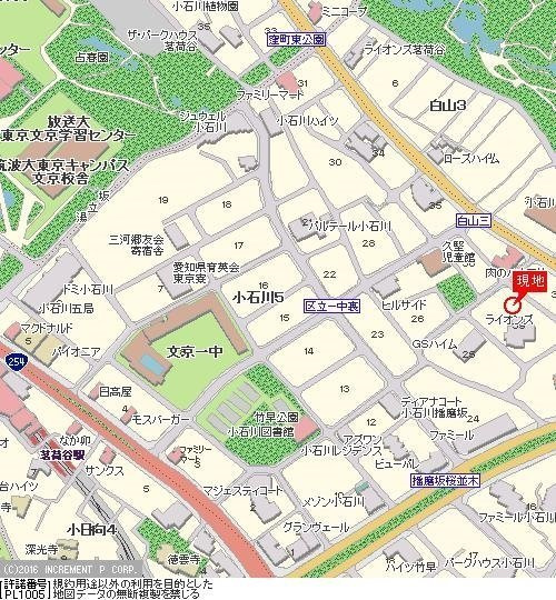 ミリオンガーデン小石川の地図