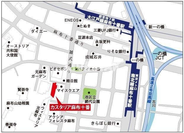 【地図】カスタリア麻布十番