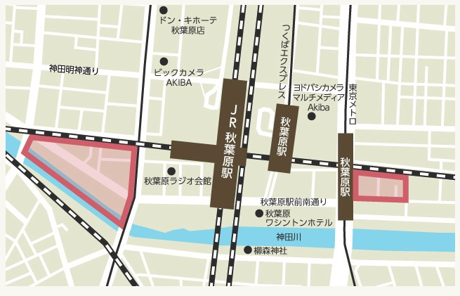 ★仲介手数料無料★ベラカーサ秋葉原（秋葉原周辺で大規模開発　オフィスや住宅の複合ビル）の地図