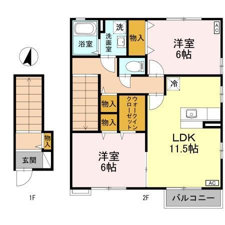 ローズコート　Ａ/Ｂの間取り