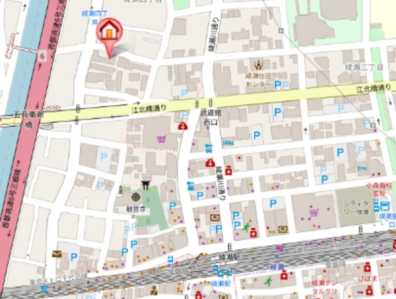 シャンブル綾瀬Ｇの地図