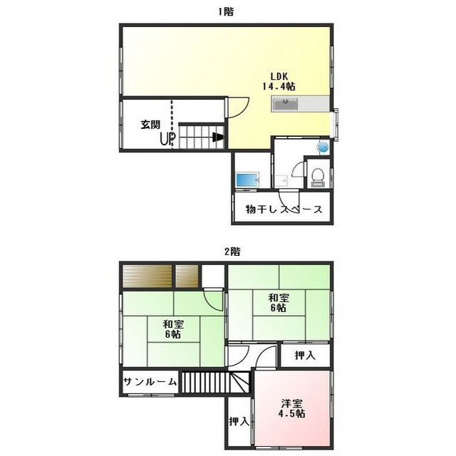 羽島郡笠松町緑町の一戸建ての間取り