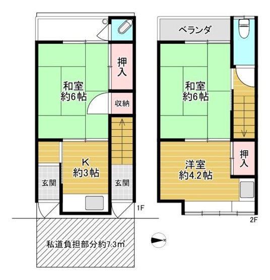 【間取り】 | 大阪市旭区赤川1丁目　中古テラスハウス