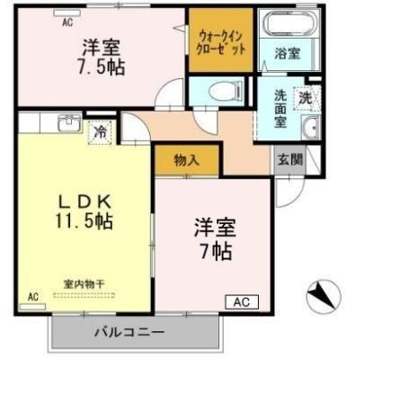 【間取り】 | プリムローズ３　Ａ棟