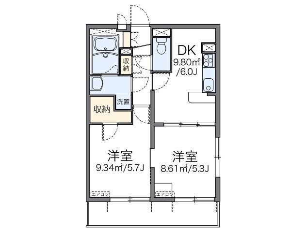 レオパレスＭＥＧＵ２０１０の間取り