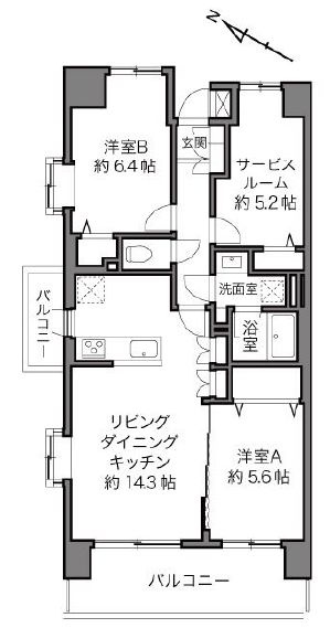 イーストパークス大島サザンスクエアの間取り|南西向き・角部屋住戸につきまして日当たり・通風・眺望良好。新規リノベーション施工が完了いたしましたのでいつでも内覧が可能です。