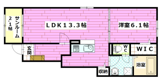 フルールドゥボヌールアオイの間取り