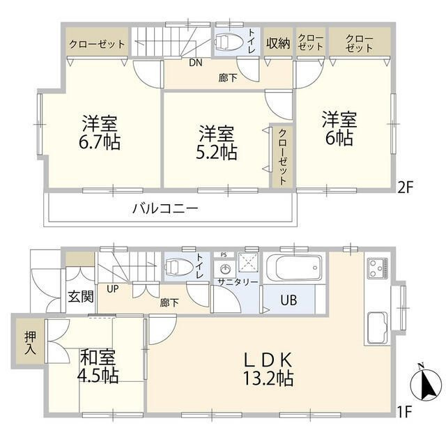 小平市花小金井３丁目住宅（０００４２９３）の間取り