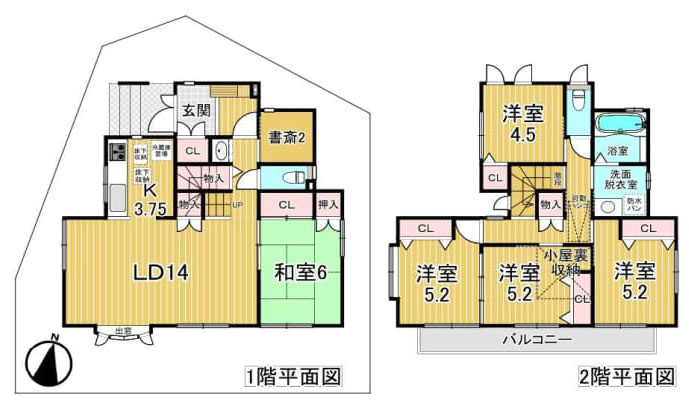 青梅市吹上の中古一戸建の間取り