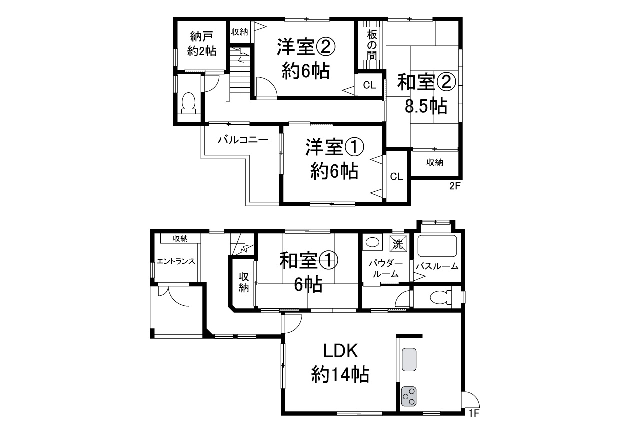 岸和田市西大路町の間取り|現状でのお引渡し。定額リフォームパック（オプション）利用可。詳細はお問合せください。