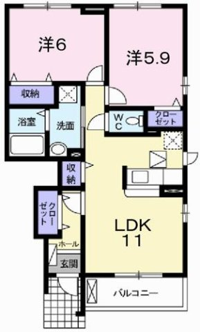 フェリア糸井Ｅの間取り