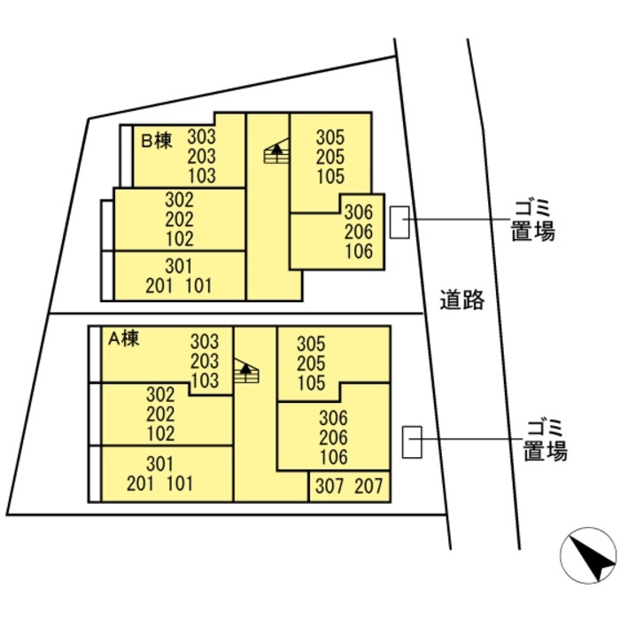 マ・メゾン鵠沼花沢 Bの区画図|配置図