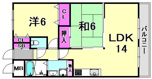 シェリール苦楽園Ⅱの間取り