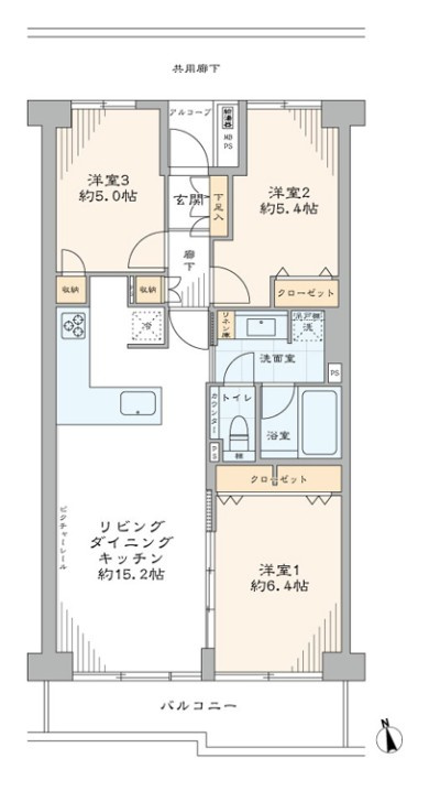 メゾン田町の間取り|メゾン田町：全居室に収納・窓が付いた３ＬＤＫエアコン付きリノベーション物件は住宅ローン控除利用可能です！