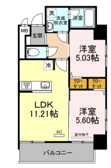 デアマーレ博多の間取り|使いやすい間取りです。